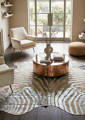 Designer Zebra Printed Cowhide Rug (Size: 230 x 200 CM)