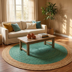 Green Handmade Jute Round Rug