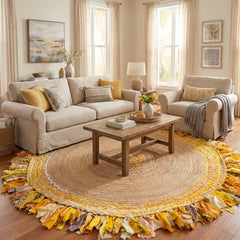 Handmade Designer Jute Round Rug