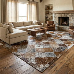 Mosaic Salt & Pepper Cowhide Patchwork Rug Series 1