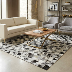 buy patchwork cowhide rug for living room
