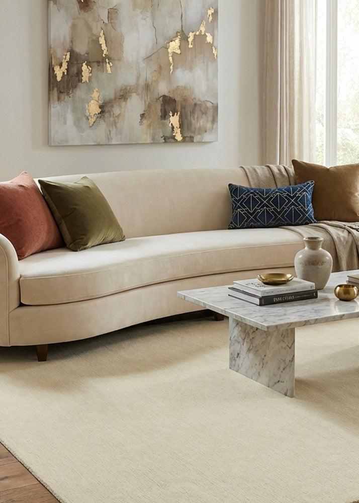 Off white wool rug in modern living room