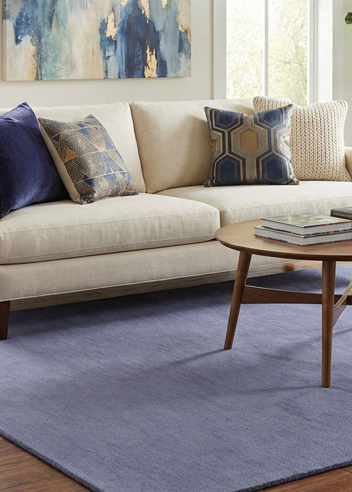 Hand tufted light purple wool rug in modern living room