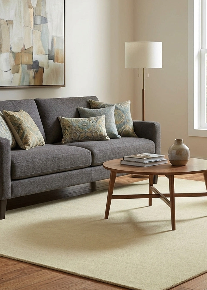 Cream wool rug in modern living room