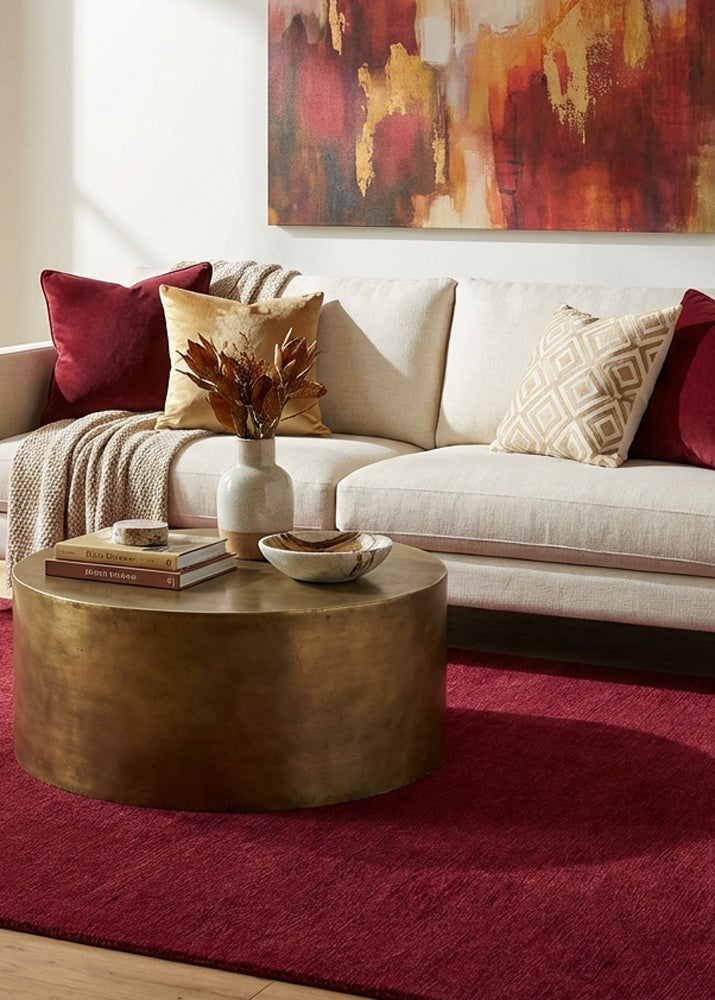 Red wool rug in modern living room