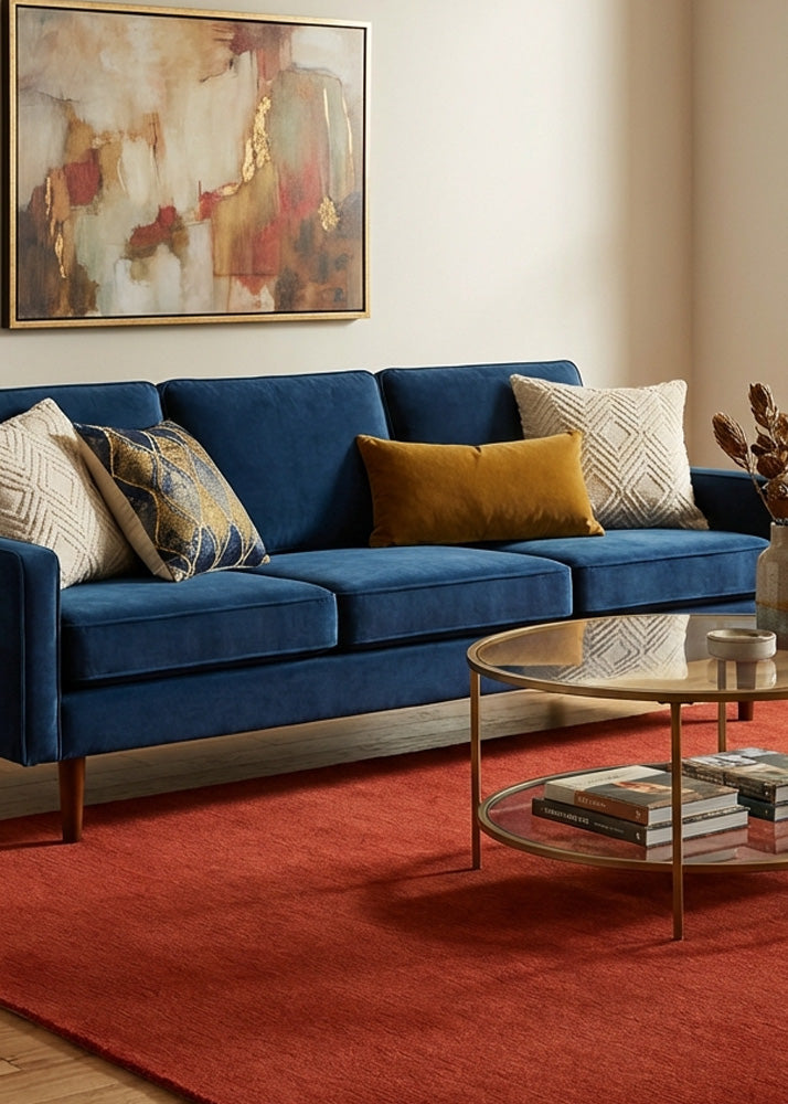 Red wool rug in modern style living room
