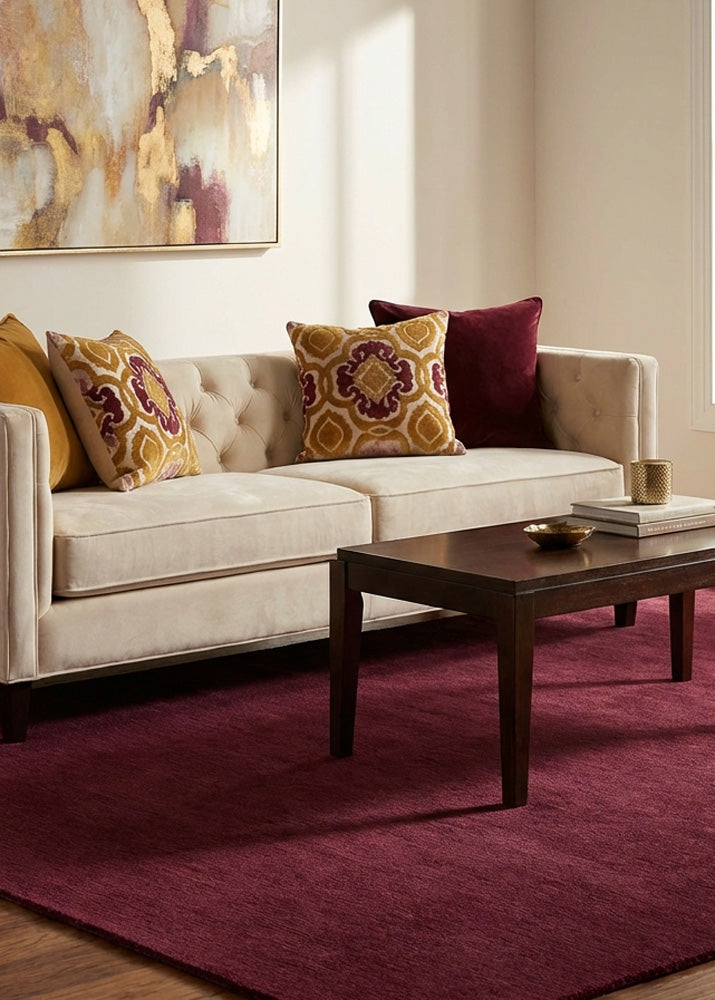 Purple wool rug in modern living room
