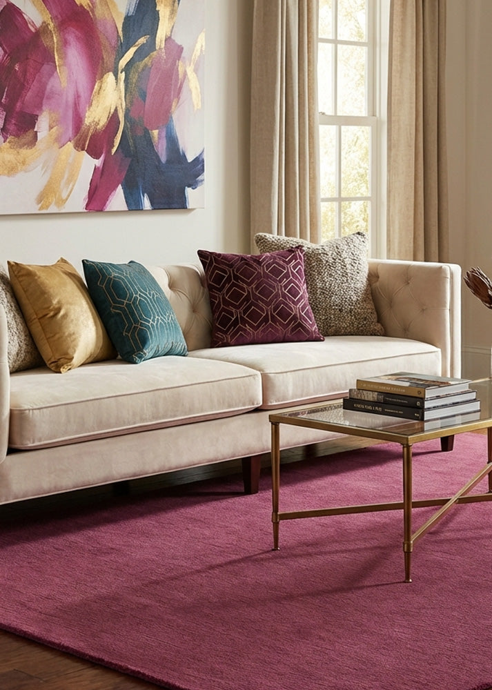Hand tufted light purple wool rug in modern living room