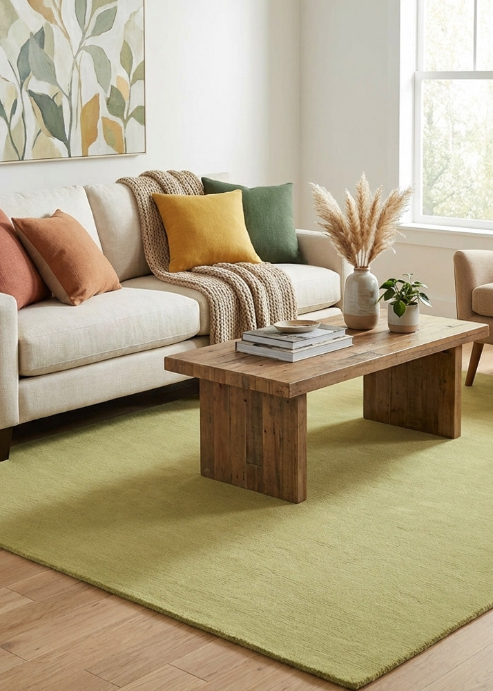hand tufted wool rug in modern living room