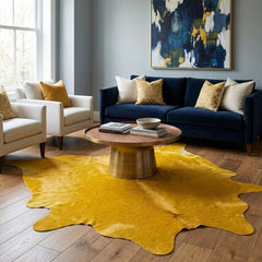 Dyed Yellow Cowhide Rug