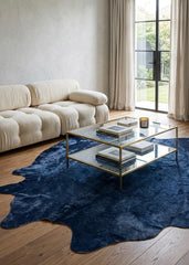 navy blue cowhide rug
