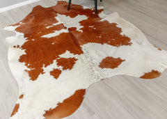 Brown And White Cowhide Rug (Size: 230 X 200 CM) CHR1854