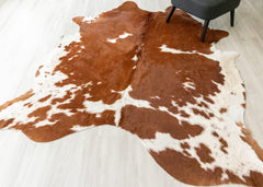 Brown And White Cowhide Rug (Size: 230 X 220 CM) CHR1855