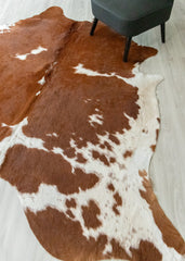 Brown And White Cowhide Rug (Size: 230 X 220 CM) CHR1855