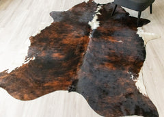 Dark White Spine Belly Brindle Cowhide Rug (Size: 250 X 190 CM) CHR1870