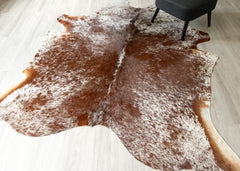 Salt Pepper Brown & White Cowhide Rug (Size: 250 X 220 CM) CHR1825