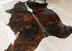 Dark White Spine Belly Brindle Cowhide Rug (Size: 250 X 190 CM) CHR1870