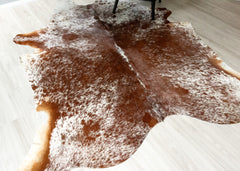 Salt Pepper Brown & White Cowhide Rug (Size: 250 X 220 CM) CHR1825