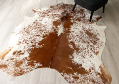 Salt Pepper Brown & White Cowhide Rug (Size: 210 X 180 CM) CHR1843
