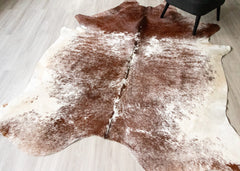 Salt Pepper Brown & White Cowhide Rug (Size: 250 X 210 CM) CHR1844