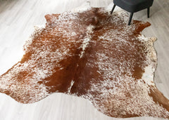 Salt Pepper Brown & White Cowhide Rug (Size: 260 X 210 CM) CHR1845