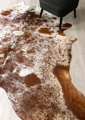 Salt Pepper Brown & White Cowhide Rug (Size: 240 X 230 CM) CHR1846