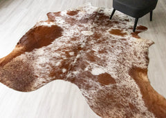 Salt Pepper Brown & White Cowhide Rug (Size: 240 X 230 CM) CHR1846