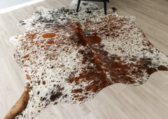 Salt Pepper Tri-Color Cowhide Rug (Size: 220 X 200 CM) CHR1851