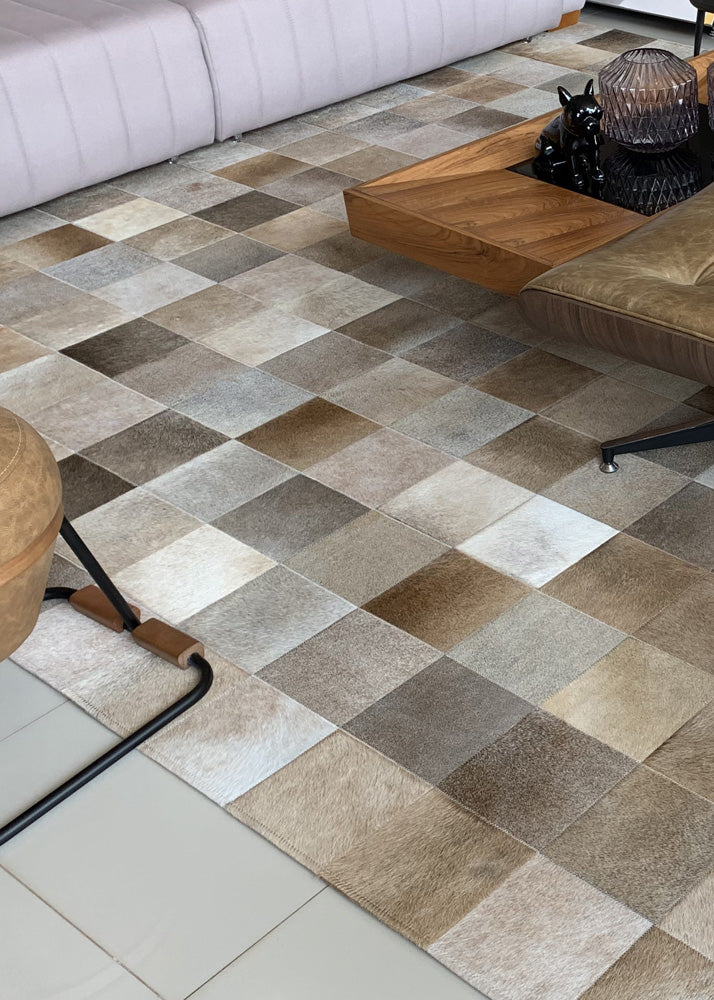 genuine cowhide stitched patchwork rug Australia