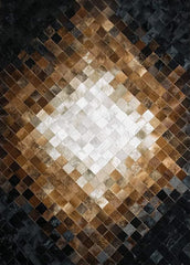 Tricolor Medallion Block Cowhide Patchwork Rug