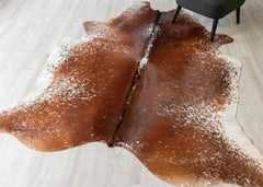 Salt Pepper Brown & White Cowhide Rug (Size: 240 X 200 CM) CHR2035