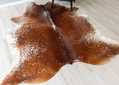 Salt Pepper Brown & White Cowhide Rug (Size: 240 X 200 CM) CHR2035
