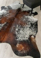 (Rare) Salt Pepper Tri-Color Cowhide Rug (Size: 220 X 190 CM) CHR2310