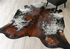(Rare) Salt Pepper Tri-Color Cowhide Rug (Size: 220 X 190 CM) CHR2310