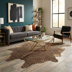 Genuine Brazilian cowhide rug with leopard print design