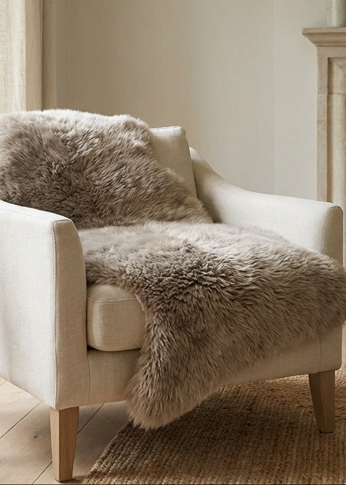 Light grey sheepskin rug in NZ