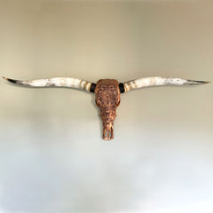 Authentic Bronze Longhorn Hand Carved Skull