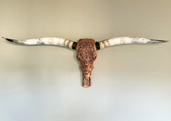 Authentic Bronze Longhorn Hand Carved Skull