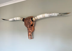 Authentic Bronze Longhorn Hand Carved Skull