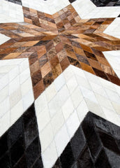 Tricolor Medallion Cowhide Patchwork Rug