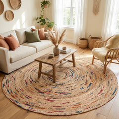 Multi Shade Handmade Jute Round Rug