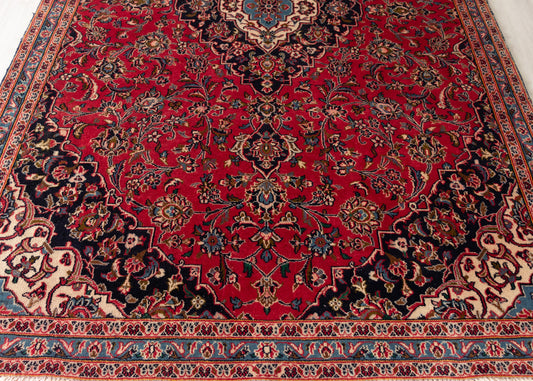 Vintage Kashan Hand-Knotted Wool Persian Rug (Size: 180 X 275 CM)