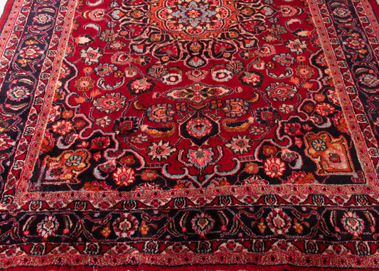 Vintage Mashad Hand-Knotted Wool Persian Rug (Size: 210 X 280 CM)