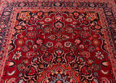 Vintage Mashad Hand-Knotted Wool Persian Rug (Size: 210 X 280 CM)