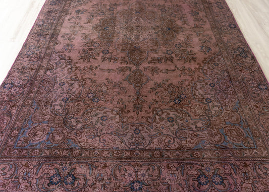 Vintage Overdyed Tabriz Hand-Knotted Wool Persian Rug (Size: 200 X 320 CM)