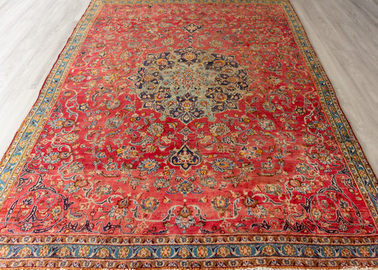 Vintage Mashad Hand-Knotted Wool Persian Rug (Size: 210 X 320 CM)