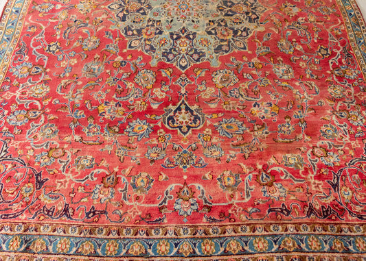 Vintage Mashad Hand-Knotted Wool Persian Rug (Size: 210 X 320 CM)