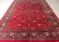 Vintage Mashad Hand-Knotted Wool Persian Rug (Size: 245 X 345 CM)