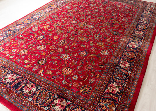 Vintage Mashad Hand-Knotted Wool Persian Rug (Size: 245 X 345 CM)