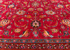 Vintage Mashad Hand-Knotted Wool Persian Rug (Size: 245 X 345 CM)